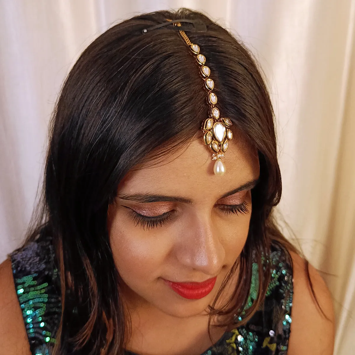 Designer Gold Plated Royal Kundan Maangtikka (D34)