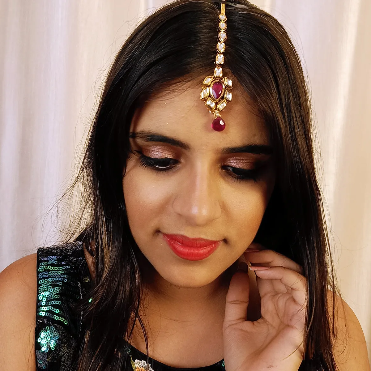 Designer Gold Plated Royal Kundan Maangtikka (D34)