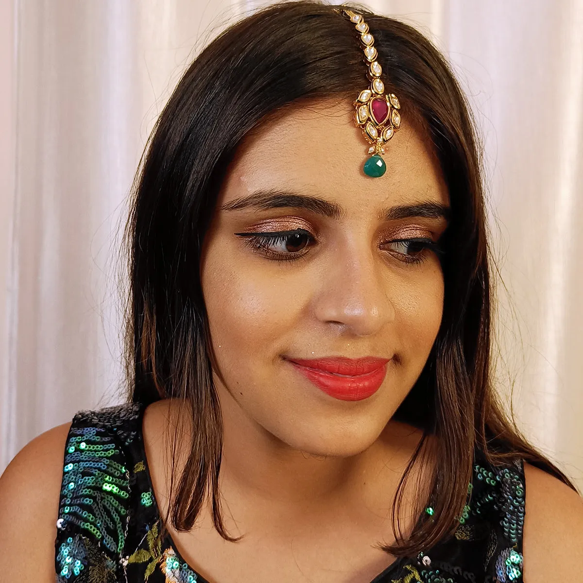 Designer Gold Plated Royal Kundan Maangtikka (D34)