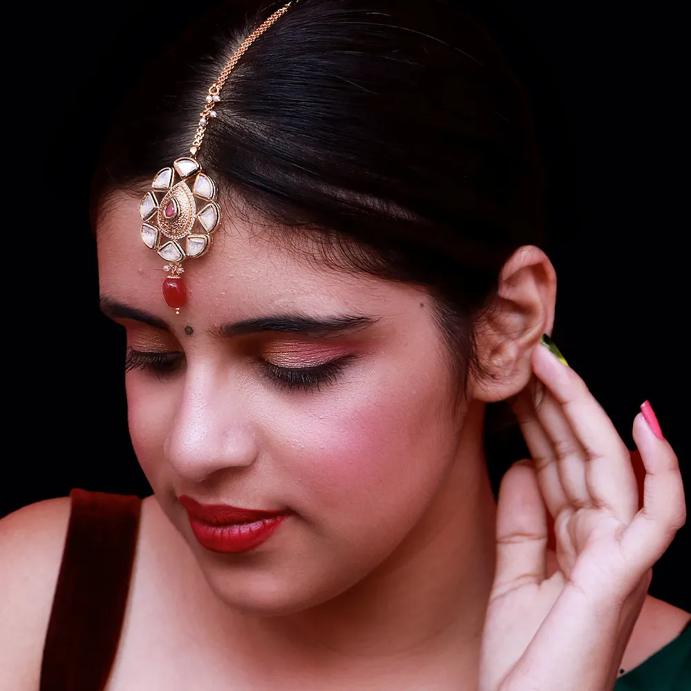 Designer Gold Plated Royal Kundan Maangtikka (D65)