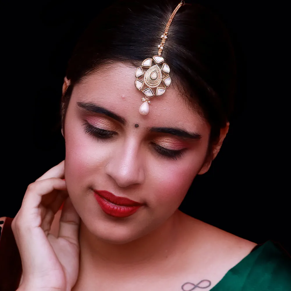 Designer Gold Plated Royal Kundan Maangtikka (D65)