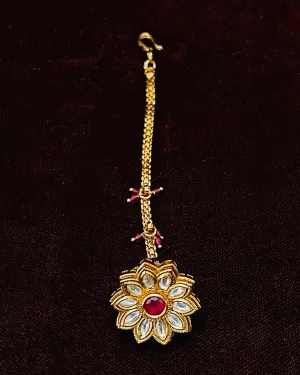 Designer Gold Plated Royal Kundan  Mangtikka for Bridal (D116)