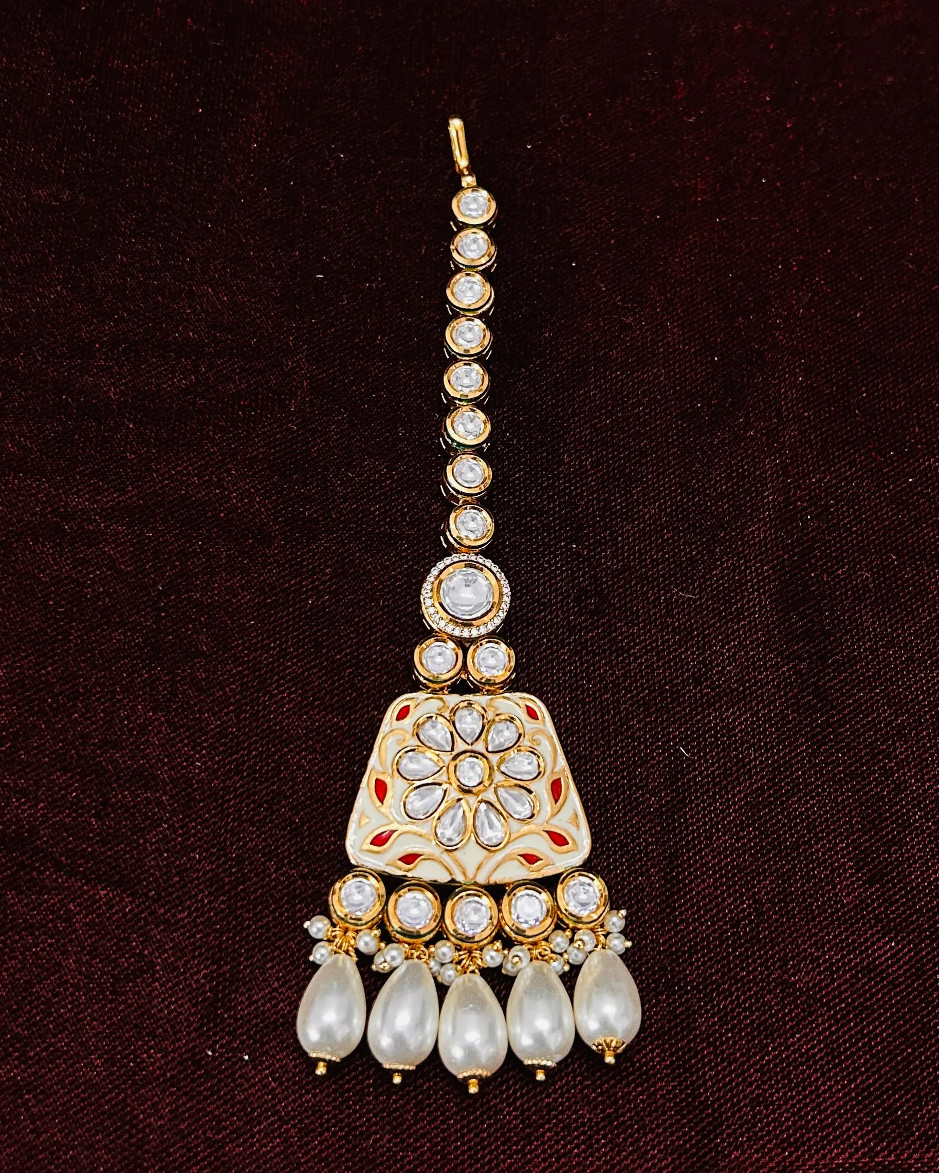 Designer Gold Plated Royal Kundan  Mangtikka for Bridal (D119)
