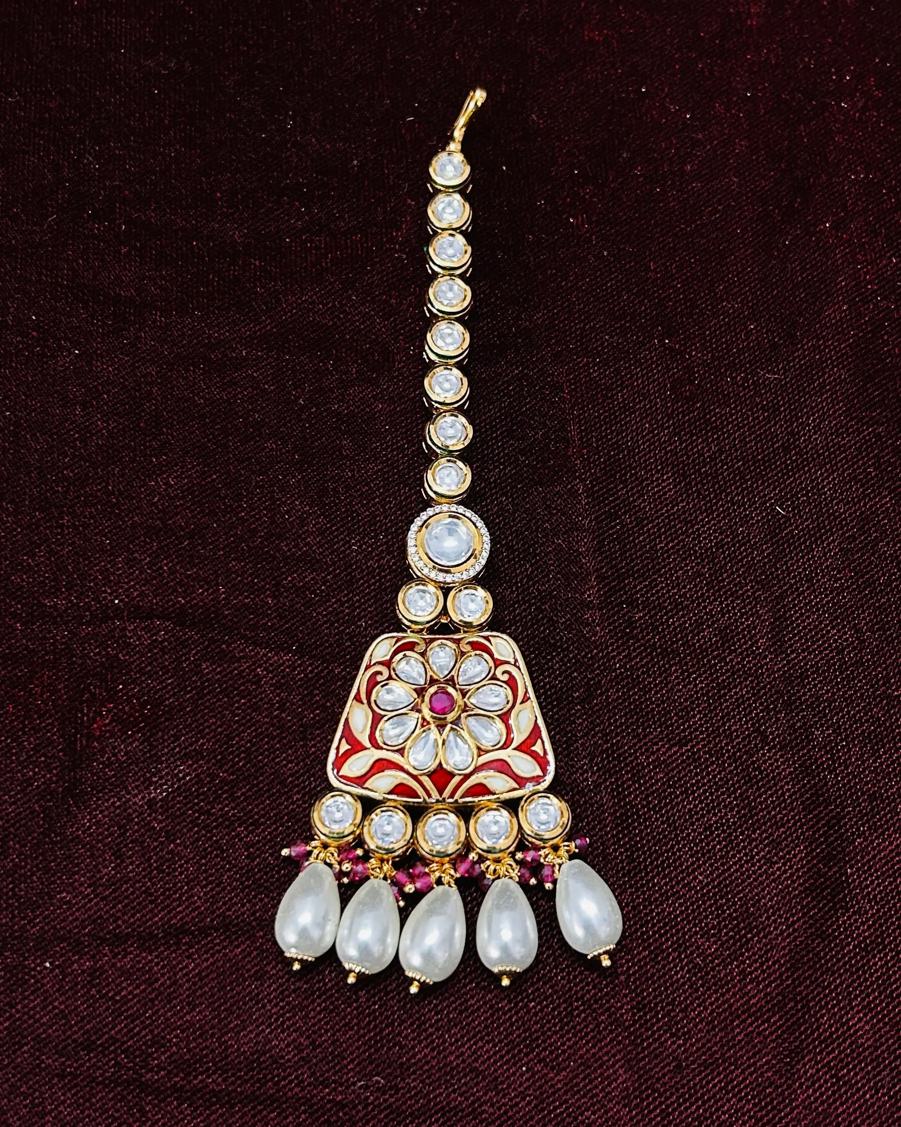 Designer Gold Plated Royal Kundan  Mangtikka for Bridal (D119)