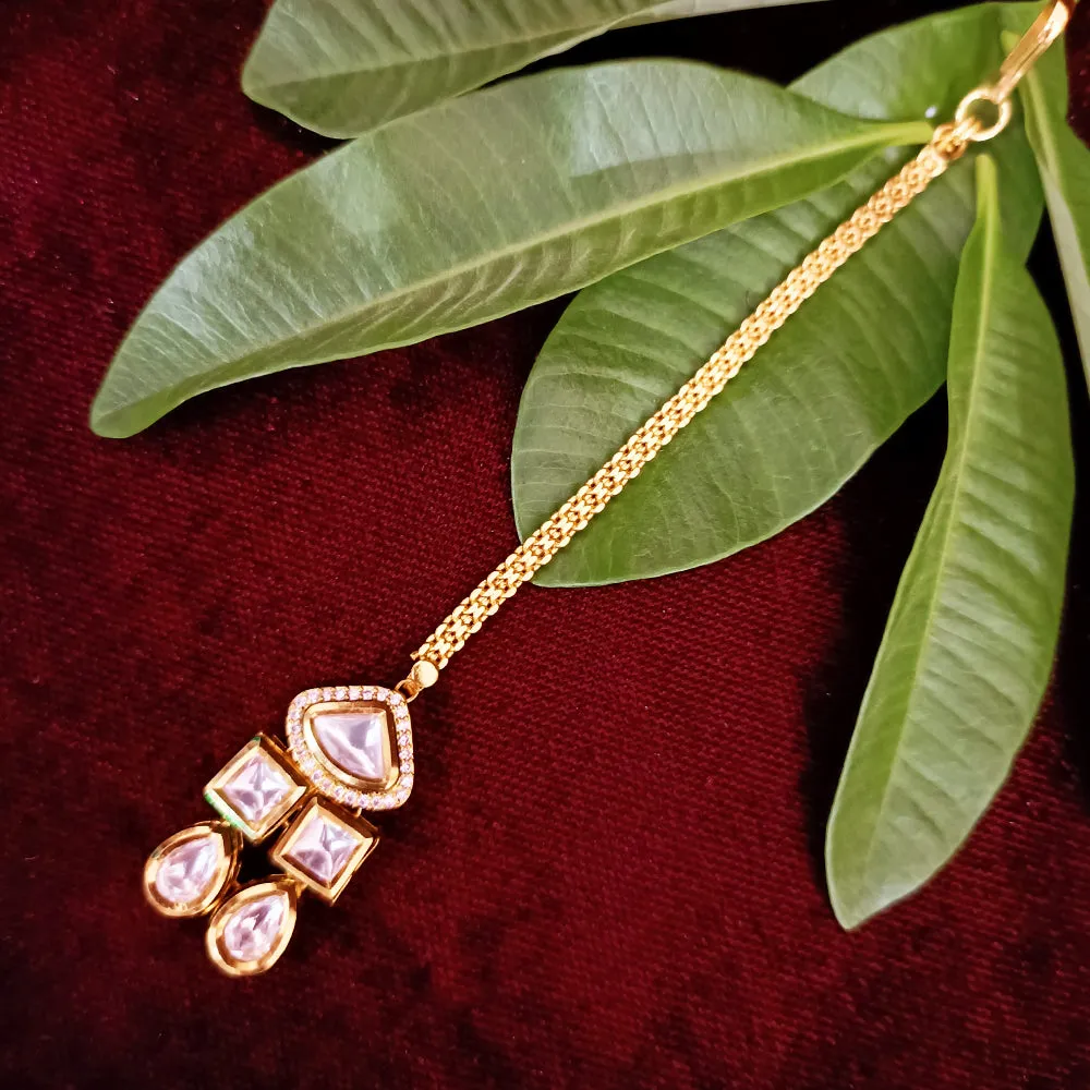 Designer Gold Plated Royal Kundan Mangtikka for Bridal (D29)