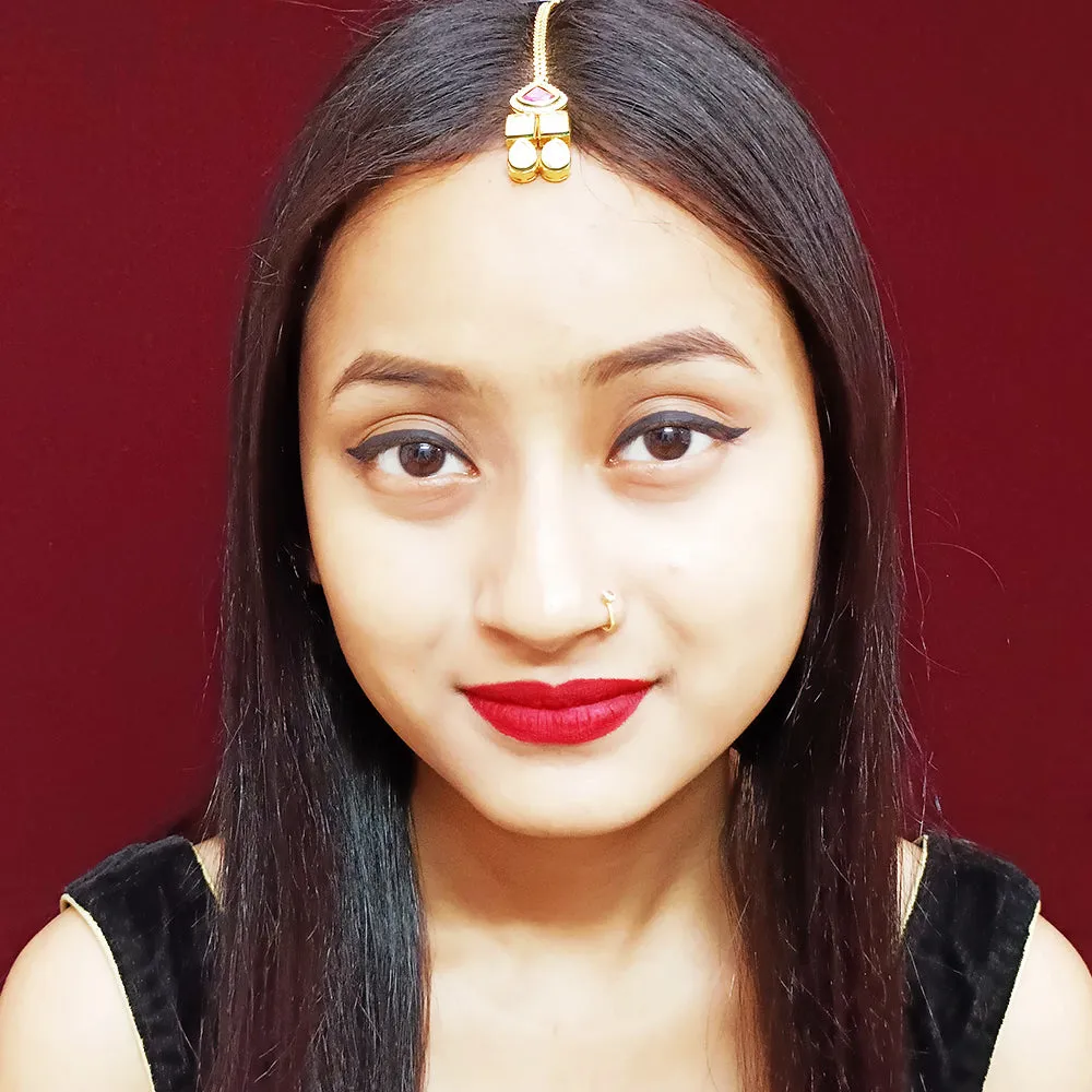 Designer Gold Plated Royal Kundan Mangtikka for Bridal (D29)
