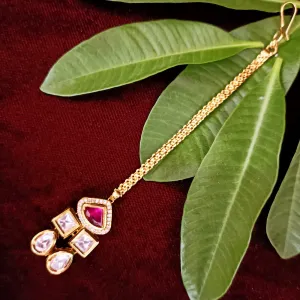 Designer Gold Plated Royal Kundan Mangtikka for Bridal (D29)