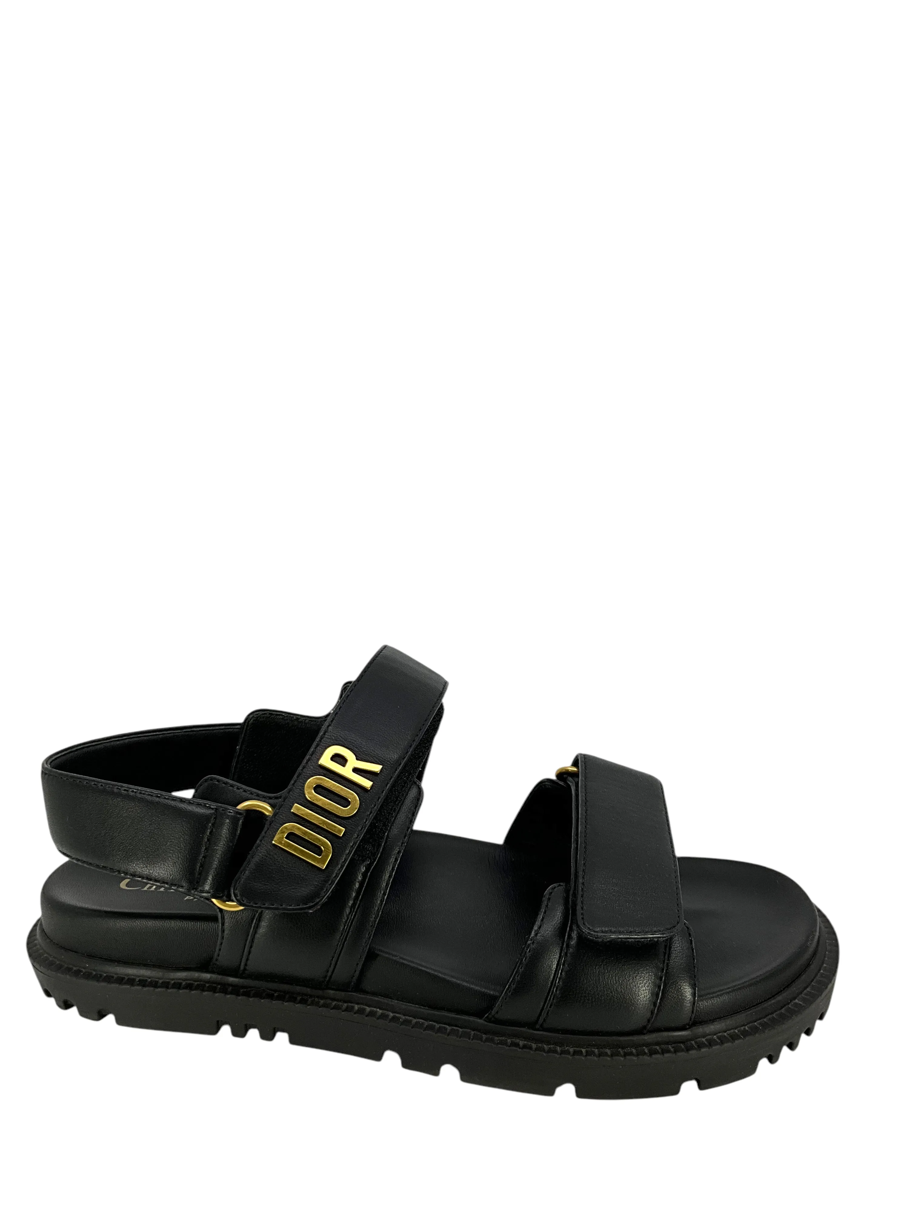 Dior Dioract Sandal Black Lambskin Sandals Size 7.5