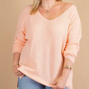 Effortless Beauty Thermal Sweater in Peach PLUS