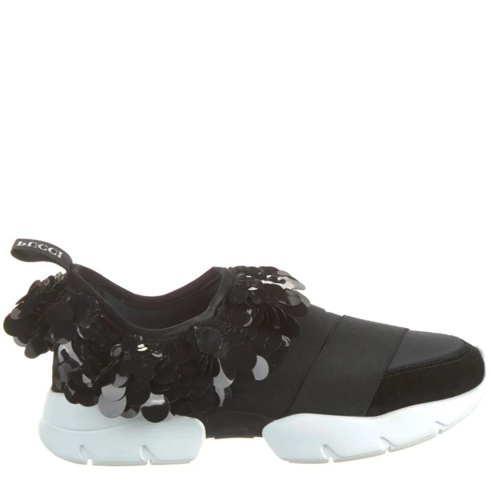 Emilio Pucci Black City One Sequin Ruffle Sneakers 38
