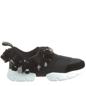 Emilio Pucci Black City One Sequin Ruffle Sneakers 38
