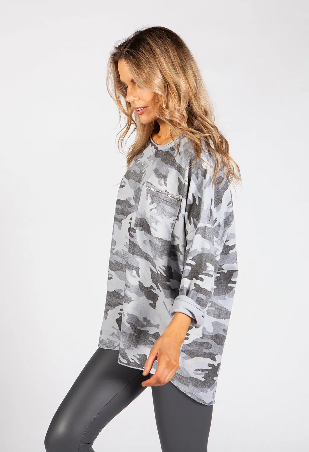 Faded Grey Camo Top