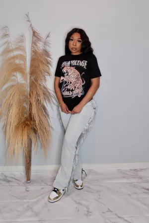 Fashion Fix Fringe Joggers- Light Grey