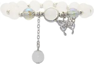 Fashion Glass Bead Bracelet Butterfly Charm Adjustable Link Bracelet