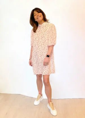 GANNI F5877 Printed Georgette Dress in Egret