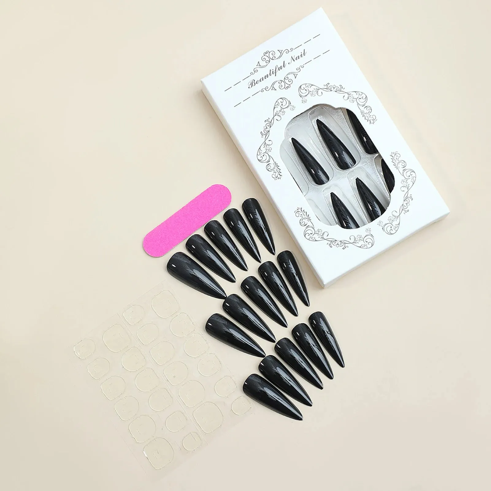 Glamourous Black Stiletto Press-Ons