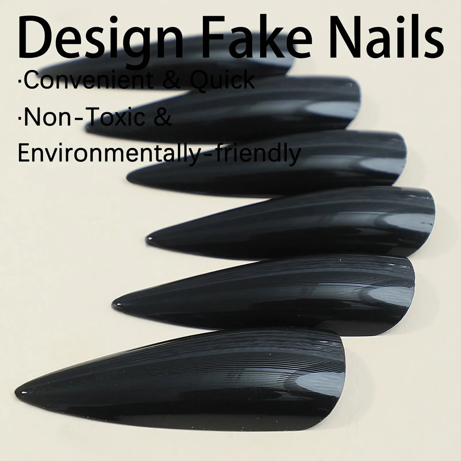 Glamourous Black Stiletto Press-Ons