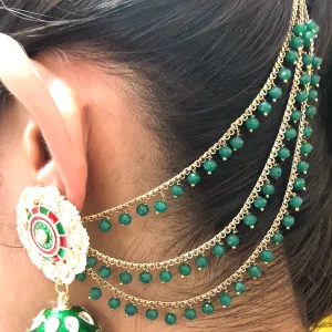 Gold Plated Beautiful Beads Kanoti Ear Chain For Women (E751)