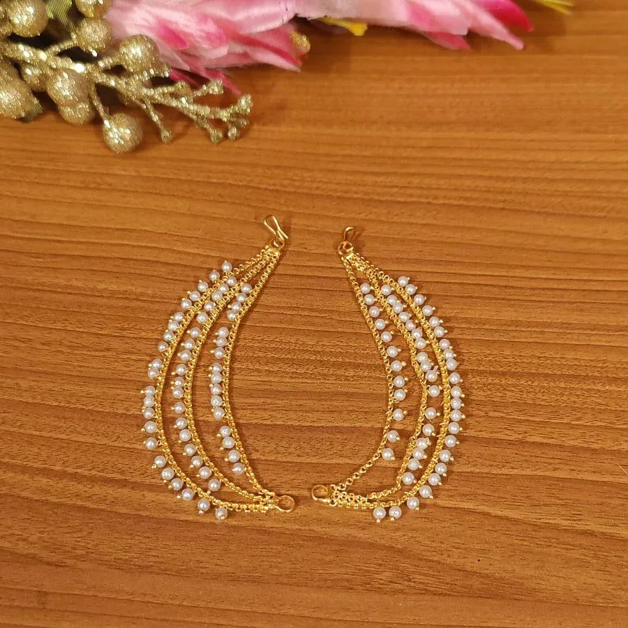 Gold Plated Beautiful Beads Kanoti Ear Chain For Women (E751)