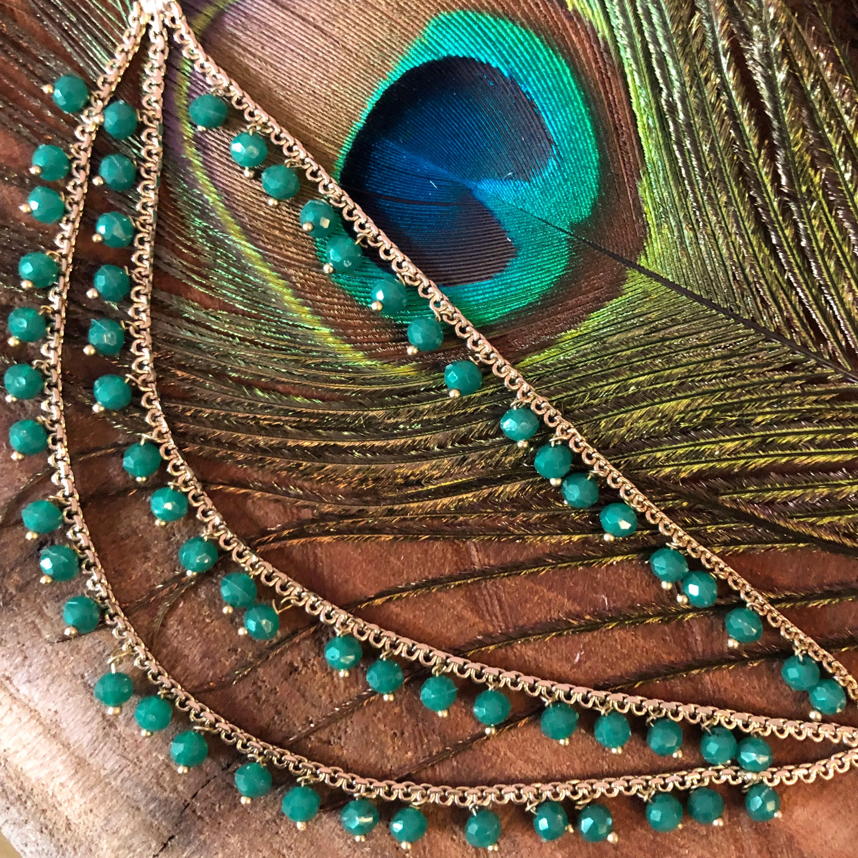 Gold Plated Beautiful Beads Kanoti Ear Chain For Women (E751)