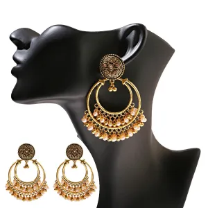 Golden Oxidized Black Color Traditional Jhumki Earrings (E899)