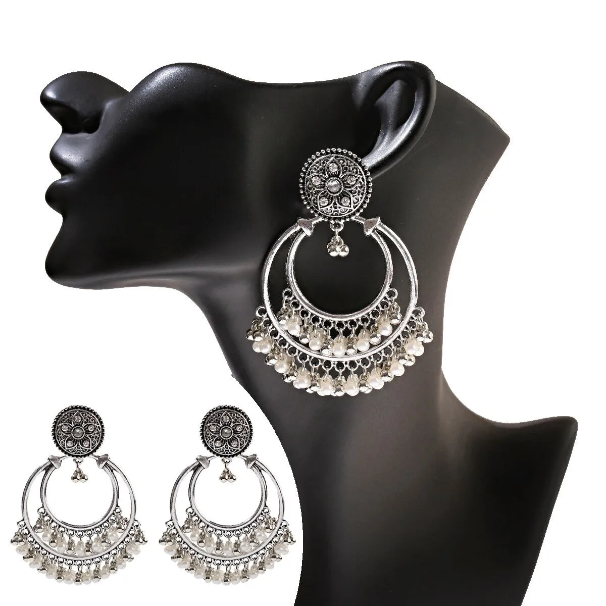 Golden Oxidized Black Color Traditional Jhumki Earrings (E899)
