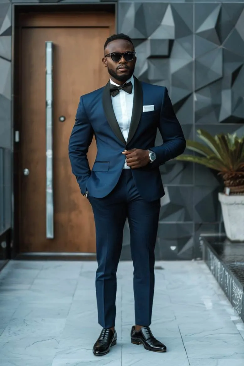 Grayson Royal GentlemanBlue slim Fit Men Tuxedos Suit