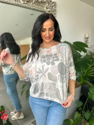 Grey Multi Pattern Knit Gail