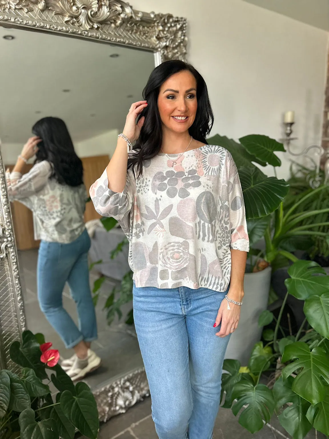 Grey Multi Pattern Knit Gail