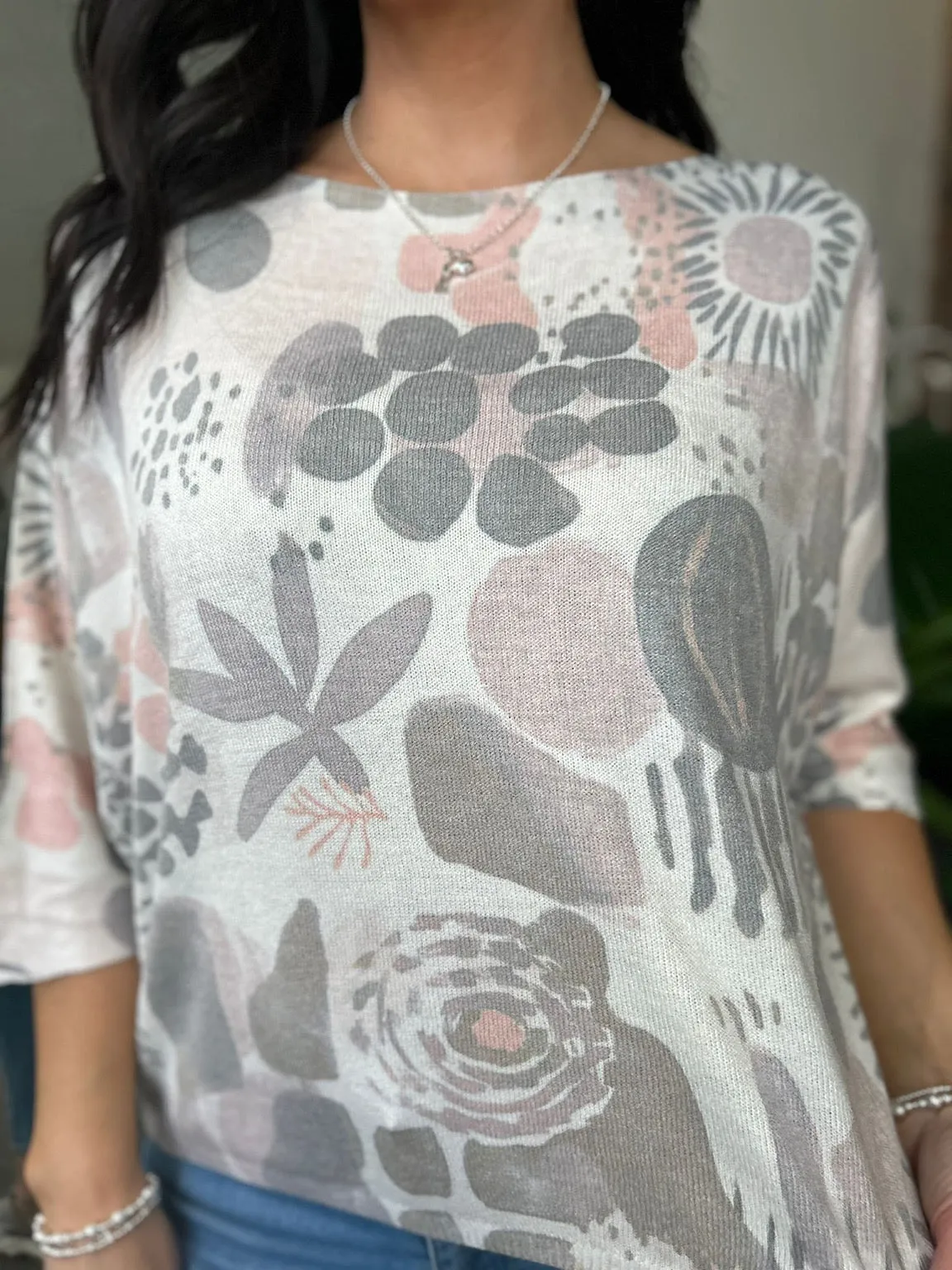 Grey Multi Pattern Knit Gail