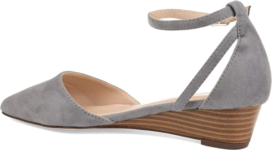 Journee Collection Women's Arkie Ankle Strap Sliver Wedge  Color Gray Size 9M