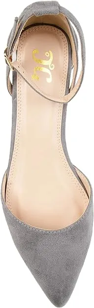 Journee Collection Women's Arkie Ankle Strap Sliver Wedge  Color Gray Size 9M