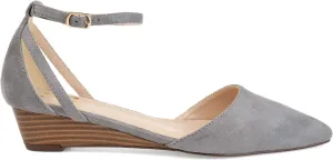Journee Collection Women's Arkie Ankle Strap Sliver Wedge  Color Gray Size 9M