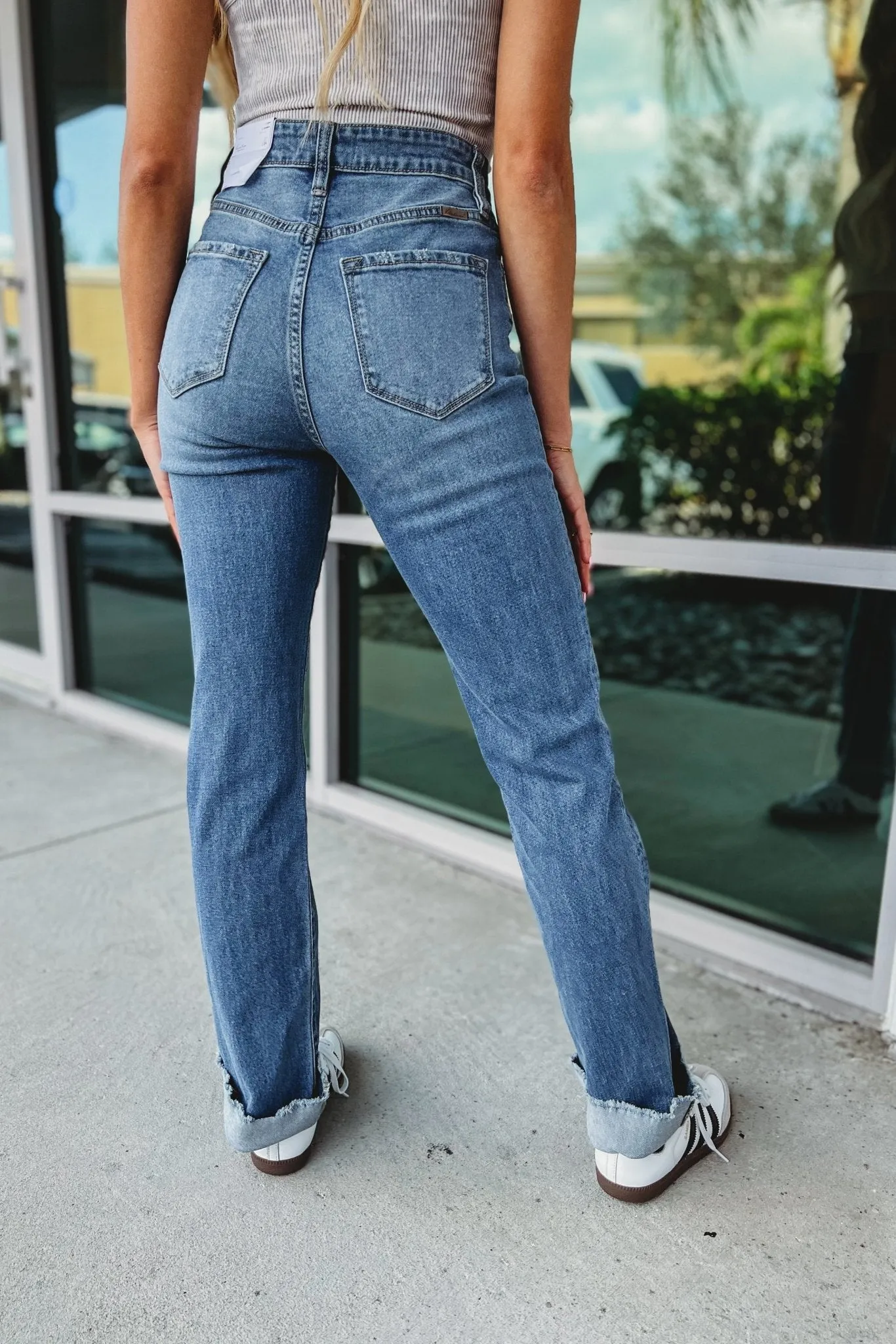 KANCAN Emerson High Rise Cuffed Straight Leg Jeans