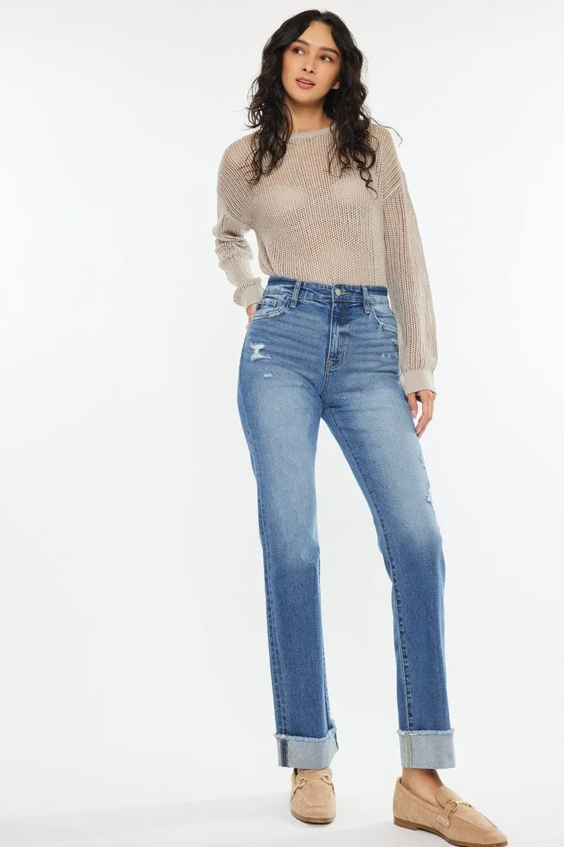 KANCAN Emerson High Rise Cuffed Straight Leg Jeans