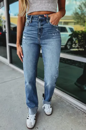 KANCAN Emerson High Rise Cuffed Straight Leg Jeans