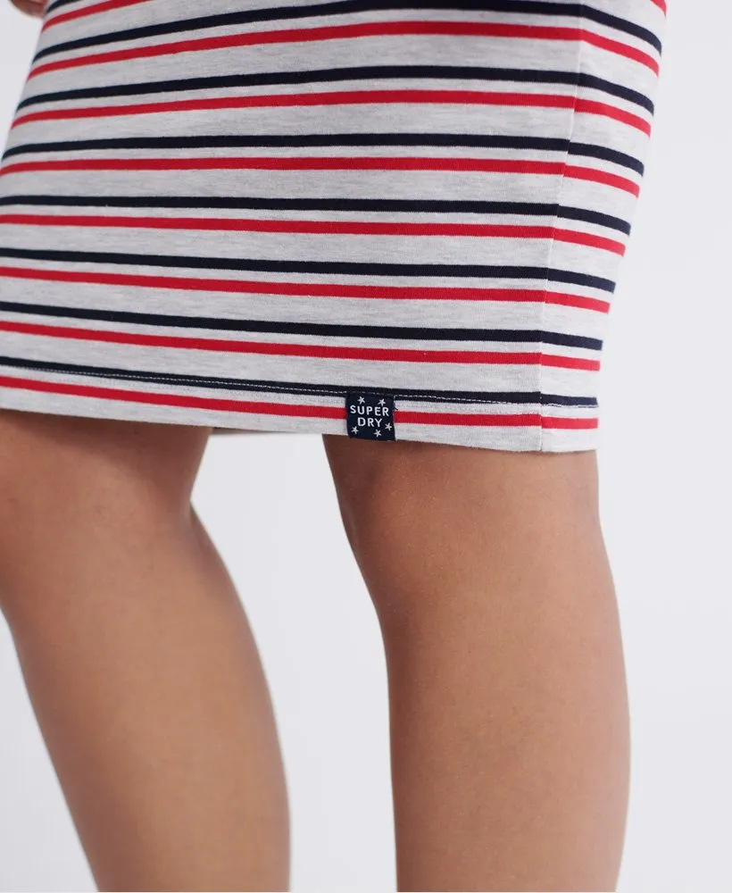 Ladies Superdry Tiana Graphic Midi Dress - Ice Marl/red/navy Stripe