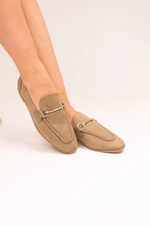 Lauren Faux Suede Loafer In Khaki