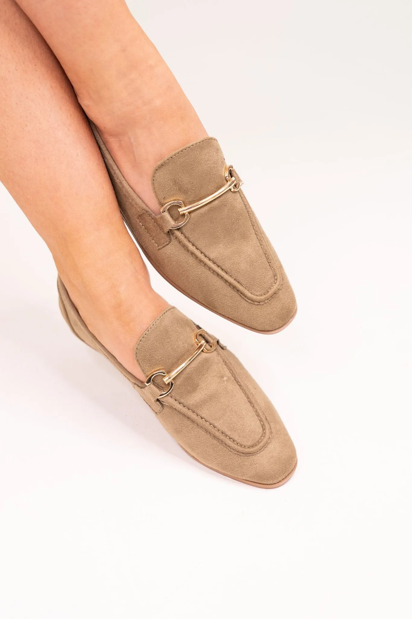 Lauren Faux Suede Loafer In Khaki