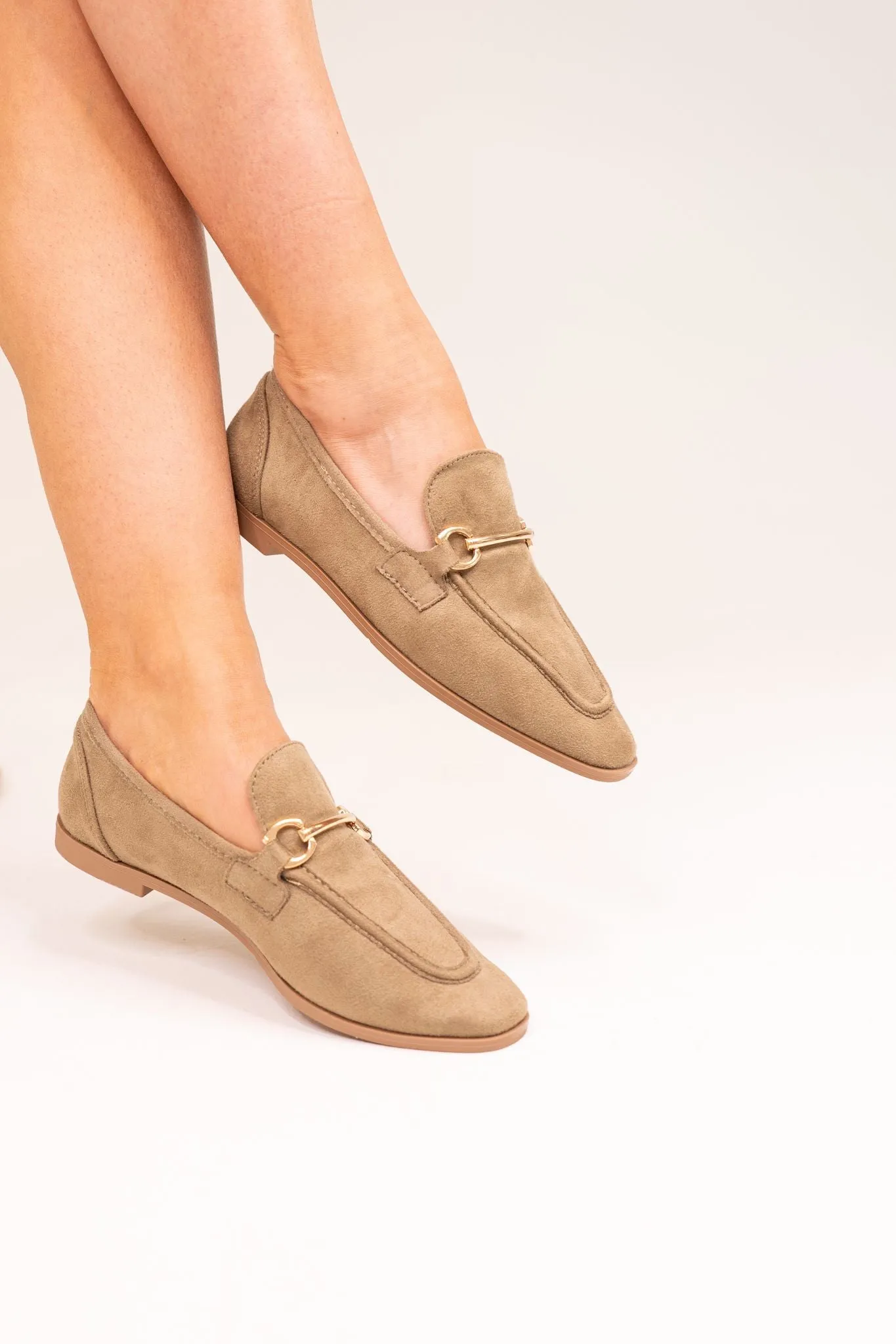 Lauren Faux Suede Loafer In Khaki