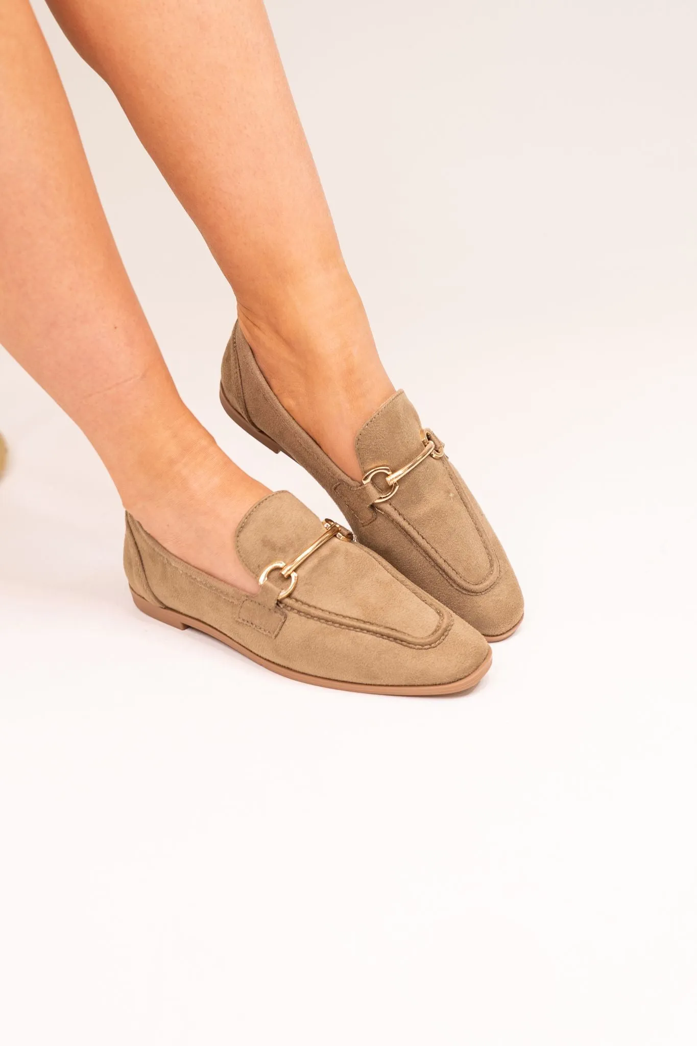 Lauren Faux Suede Loafer In Khaki