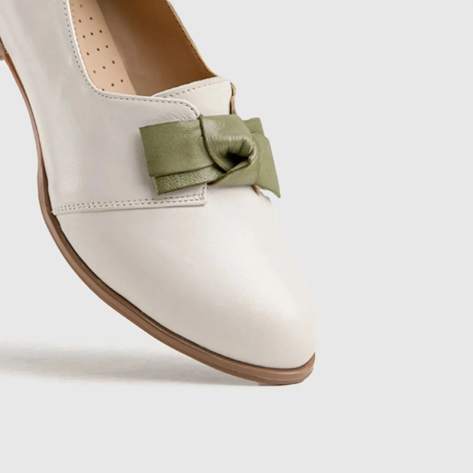 Leather Oxfords White/Green HA014
