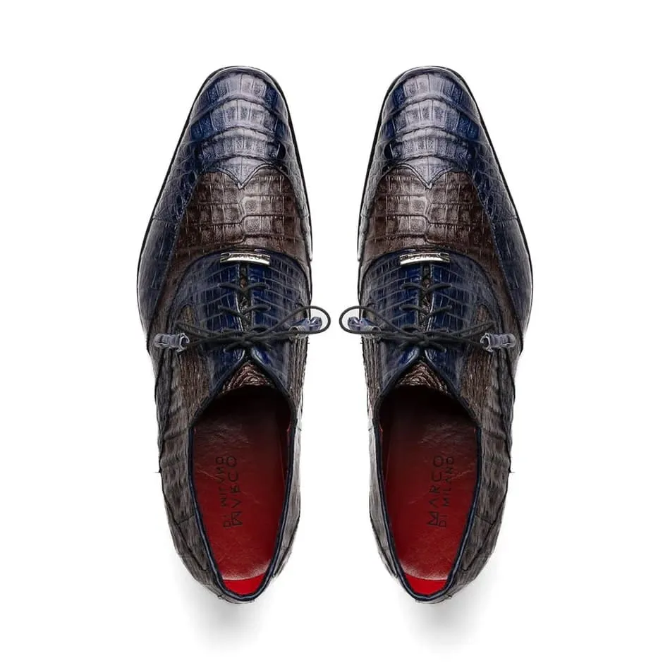 Marco Di Milano Luciano Men's Shoes Exotic Crocodile Classic Wingtip Dress Derby Oxfords
