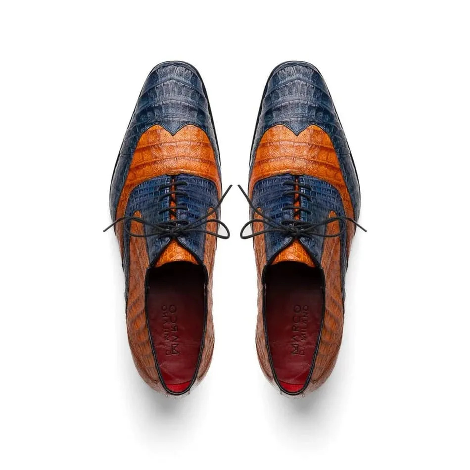 Marco Di Milano Luciano Men's Shoes Exotic Crocodile Classic Wingtip Dress Derby Oxfords