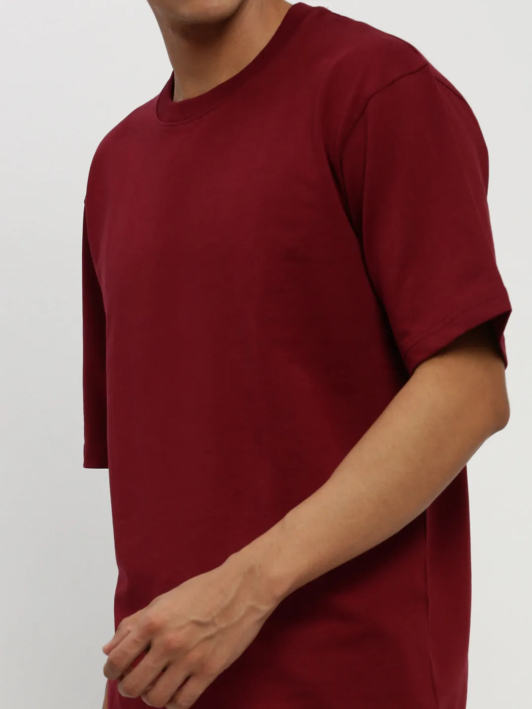 Men Maroon Solid Co ordSet