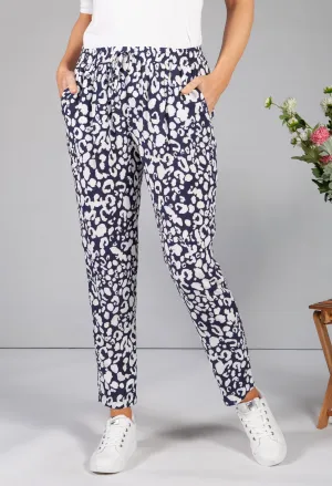 Navy Leopard Print Trousers
