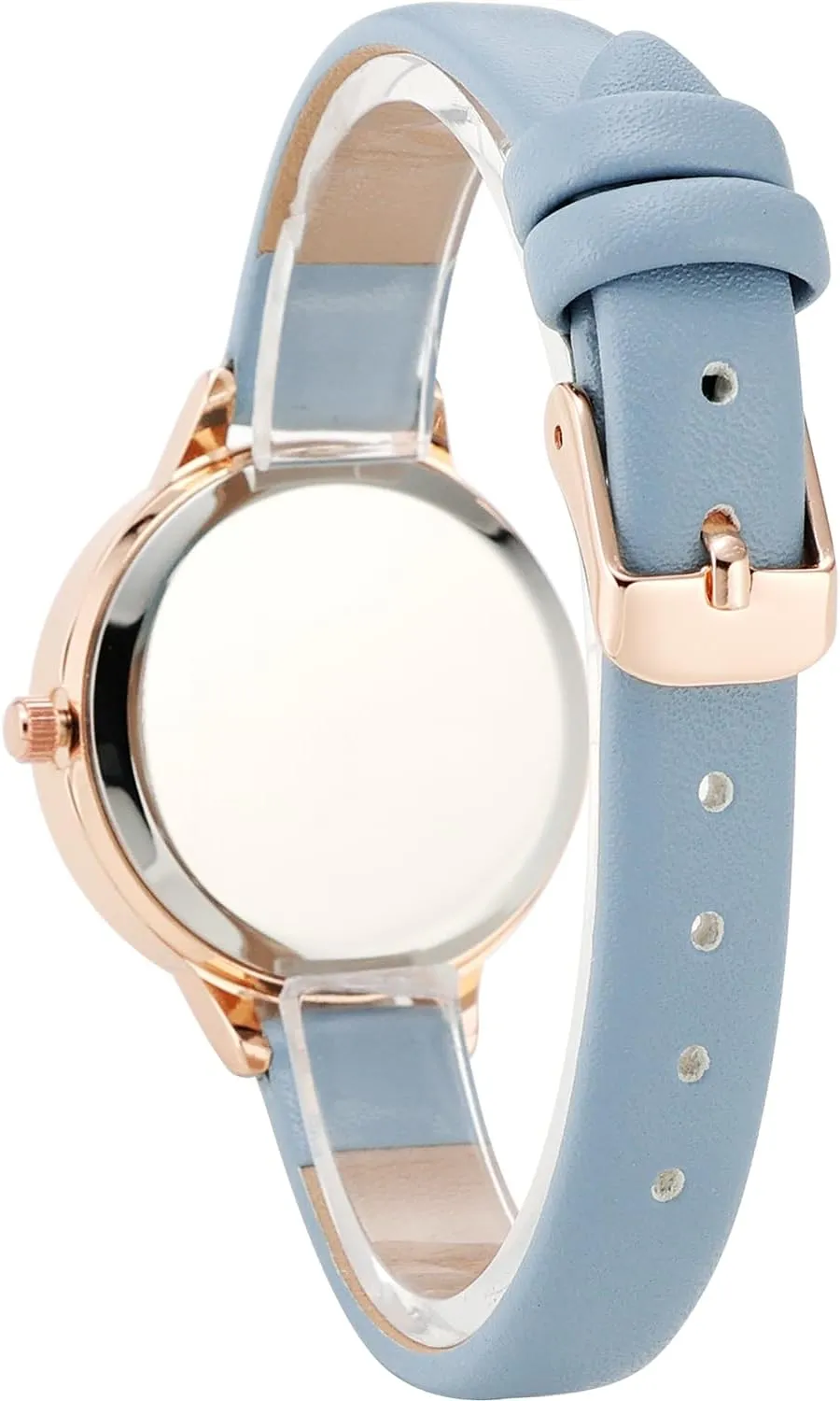 NUOVO Women's Leather Strap Bezel Crystal Accented Rose Gold Case Elegant Ladies Colorful Watch