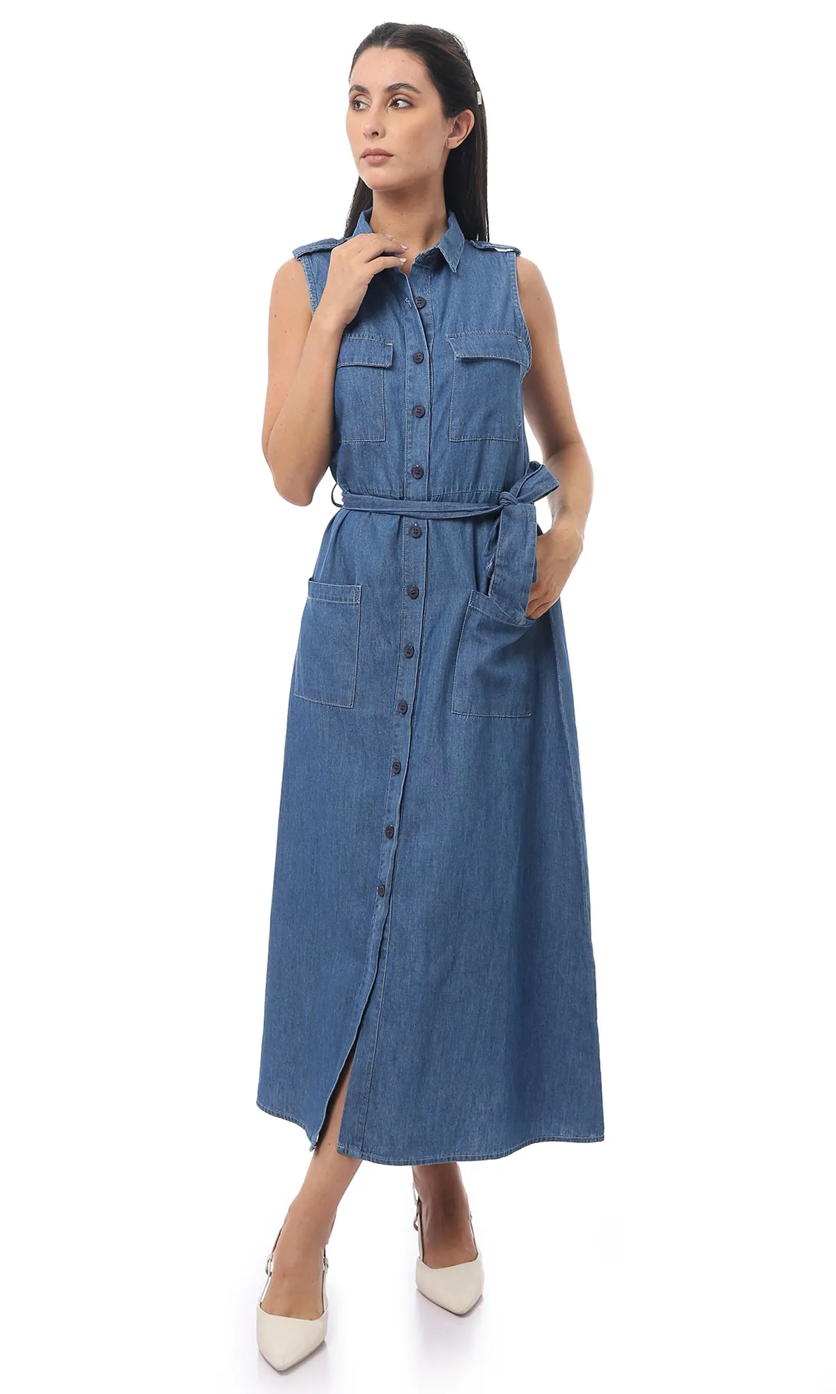 O170883 Dark Blue Salopette Buttoned With Buttons In A Regular Fit