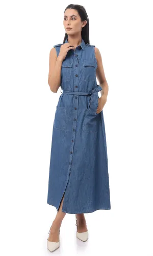O170883 Dark Blue Salopette Buttoned With Buttons In A Regular Fit