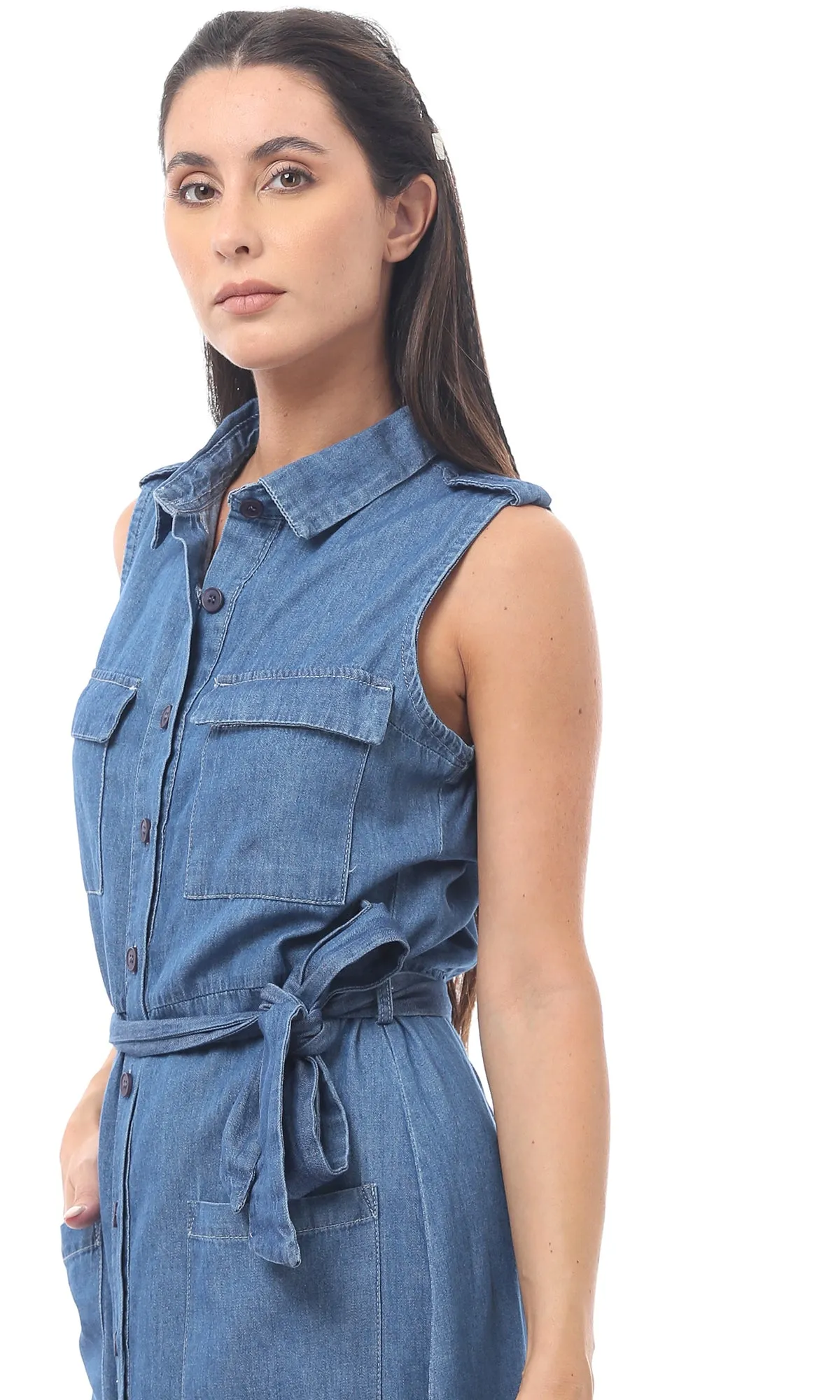 O170883 Dark Blue Salopette Buttoned With Buttons In A Regular Fit